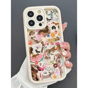 Apple 1pc White Fingerprint-Proof Mobile Phone Case With Dachshund Dog Pattern, Compatible With  13,  11,  14 Pro Max,  13 Pro,  15/15 Plus/15 Pro/15 Pro Max/12/12 Pro/12 Pro Max/14/14 Pro/13 Pro Max And Other Models