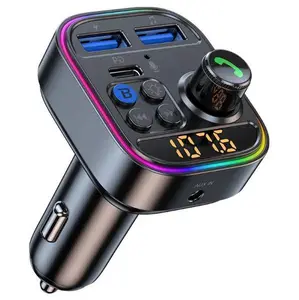 2026NEW Wireless Multifunctional Bluetooth Car Adapter Bluetooth 5.3, FM Transmitter Radio Receiver MP3 Player Handsfree Call Type-C USB Car charger, Fast Charger Iphone, Type-C Port, Great Car Accessories