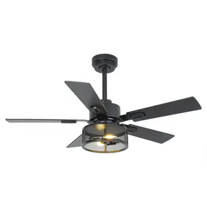 Vaczon 42 Inch DC Motor Industrial Downrod Ceiling Fan with Light and Remote Control