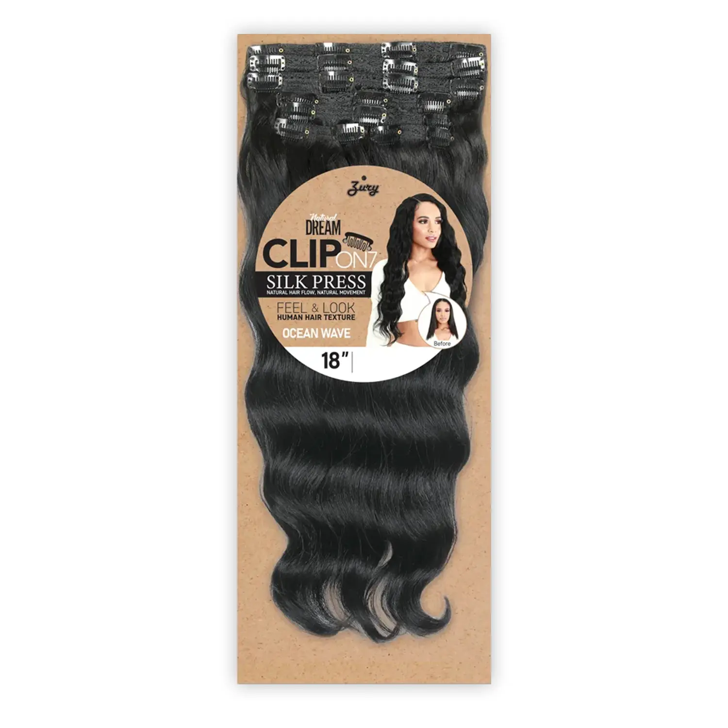 Royal Zury Weave Natural Dream Silk Press Clip-In Hair Extensions, 7Pcs 18" Ocean Wave Loose Waves Synthetic Pieces, Natural-Looking & Extensions Hair