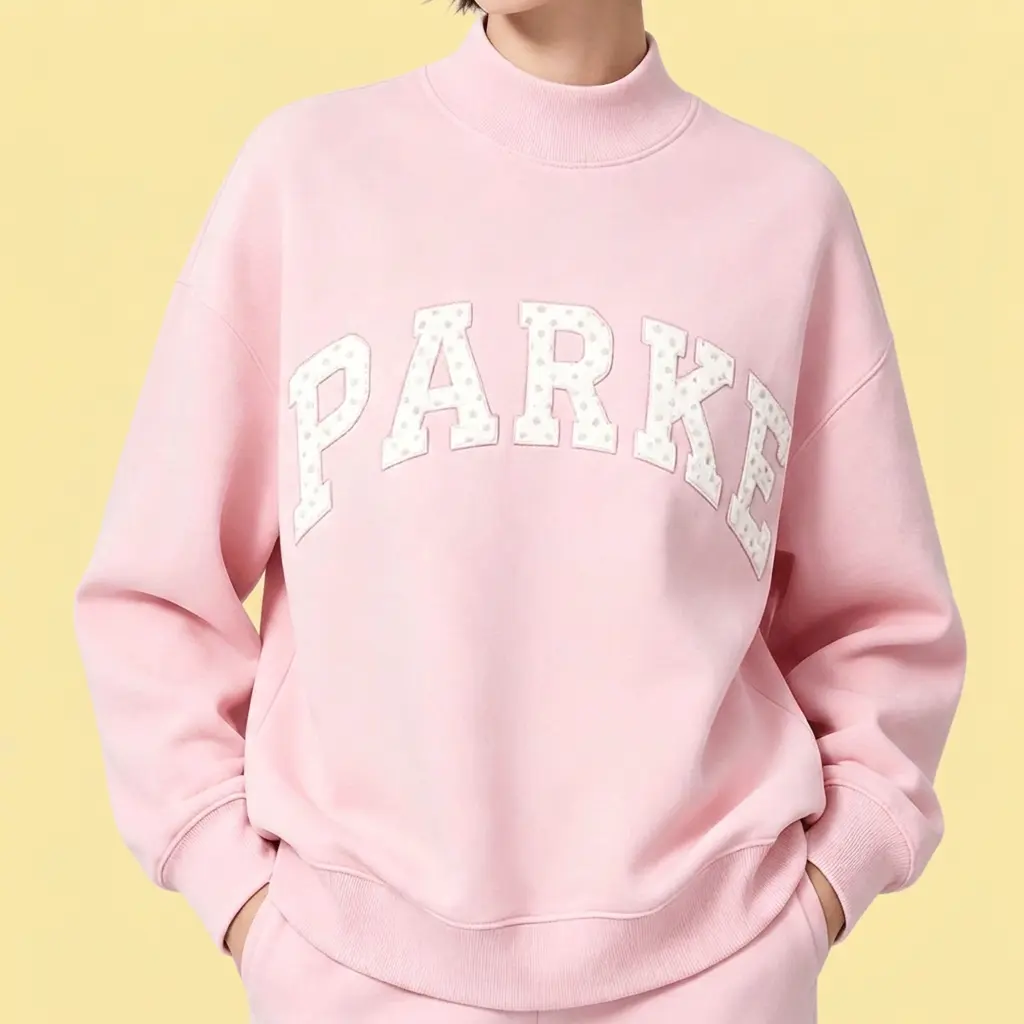 PARKE Women's Autumn Winter Casual Polka Dot High Neck Stand Collar Sweatshirt - English Letter Embroidered Sports Fitness Comfortable Ladies Top, Premium Breathable Apparel for Gym Workout, Jogging, Daily Wear, Outdoor & Weekend Wear
