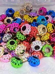 R92-(10PCS) 13mm Metallic Multi Color Lantern/Bumpy Lentils/Spacer/Wheel Plastic Beads for DIY