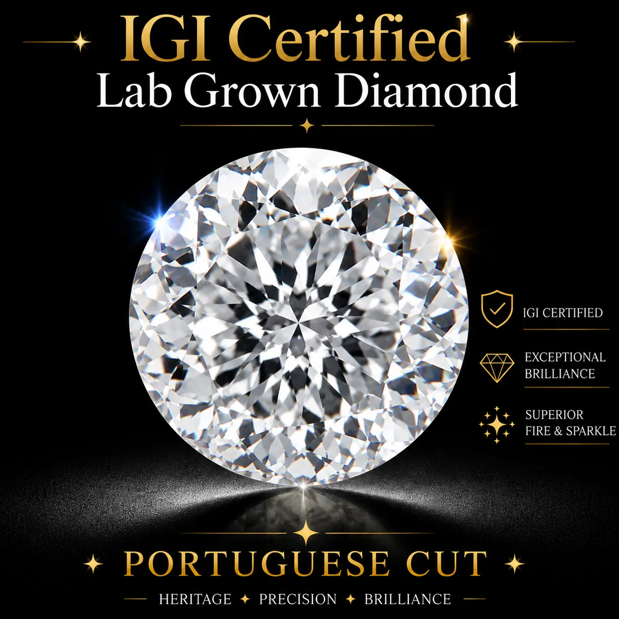 【Portuguese Cut】IGI Certified Lab Grown Diamond - 1 Ct