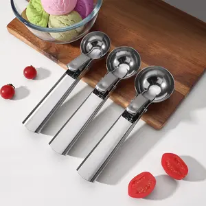 Stainless Steel Ice Cream Scoop with Comfortable Grip, Easy to Use Multi-Functional Melon Baller for Frozen Desserts and Fruit, Ideal for Scooping Ice Cream, Kitchen Gadgets, Utensils, Home