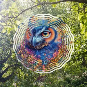 Classic Colorful Owl Metal Wind Chime – Rotating Kinetic Hanging Decoration for Outdoor Spaces (Garden, Patio), Perfect Gift for Christmas & Thanksgiving