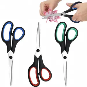 LMMAKE 3-Pack All-Purpose Scissors 7.9" Durable Stainless Steel Comfort-Grip for Paper Packages & More Ideal for Office Sewing Home Crafts School Supplies