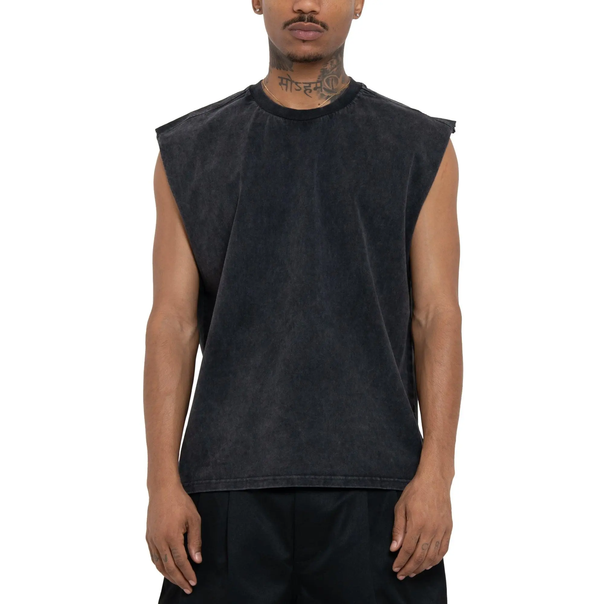 Pro Club Men's Heavyweight Cotton Muscle Tee, Classic Vintage Wash Top with an Oversized Boxy Fit and Snug Crewneck, Tshirt, Menswear, Fabric, Round Neck, Plain, Casual
