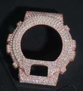 5357 Iced Out Rose Gold moiss Plated Full Bling Geometric Statement Jewelry Piece - Hip Hop Style Sparkling Stone Encrusted Ornament	 summerwins