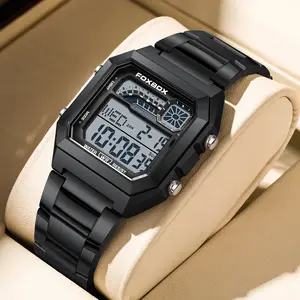 FOXBOX Men's Digital Fashion Watch - Alloy Case and Strap, Water-Resistant Design, Backlight, Time/Date/Weekday Display for Students and Adults,gift for your bf