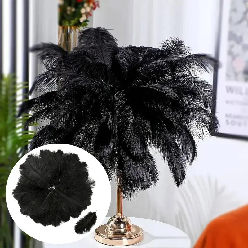 Black Artificial Ostrich Feathers Set - 30pcs Decorative Ornaments, 5.91-7.87in Soft Plumes Stay Neat for Long Use, for Party Centerpieces, Table Decor, DIY Projects, Soft Plumes Stay Neat For Long Decor