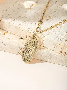 Elegant Virgin Mary 14K Gold Silver Necklace with Cubic Zirconia, Religious Jewelry for Easter and Mother’s Day