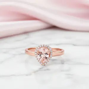 0.11 CT Diamond Option 14k Rose Gold Peach Morganite Ring