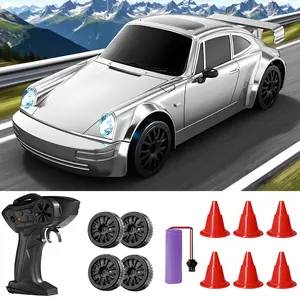 DealsForYou Remote Control Drift Car 2.4GHz High-Speed RC Car with LED Lights Rechargeable Battery & Drift Tires Silver Toy for Kids & Adults