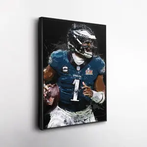 Jalen Hurts Wall Art  Philadelphia Eagles Canvas Print, NFL Football Decor, Framed Poster Gift for Fan Room, Man Cave, or Office ( Unframed - Print Only ) (No Framed)