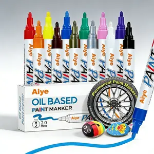【12-Color Oil Based Tire Marker Pen】Permanent Lettering & DIY Detail Pen for Tires, Waterproof & Quick-Dry & Long-Lasting Paint Marker for Metal, Wood, Plastic, Rock, Canvas, Glass, Rubber -  Permanent Paint Marker Waterproof Pen for Car Lovers