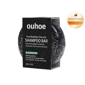 OUHOE Bamboo Charcoal Solid Shampoo Bar, Scalp Detox & Hair Repair, Reduce Breakage & Hydrate Dry Hair, Sulfate Free Eco Friendly Natural Hair Care Product