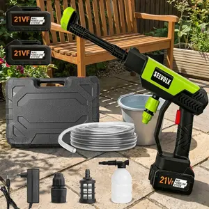 SEEVOLX 21V Cordless Pressure Washer, Rechargeable Battery Powered Portable High Pressure Cleaner for Car Washing, Home Yard Patio and Garden Outdoor Cleaning