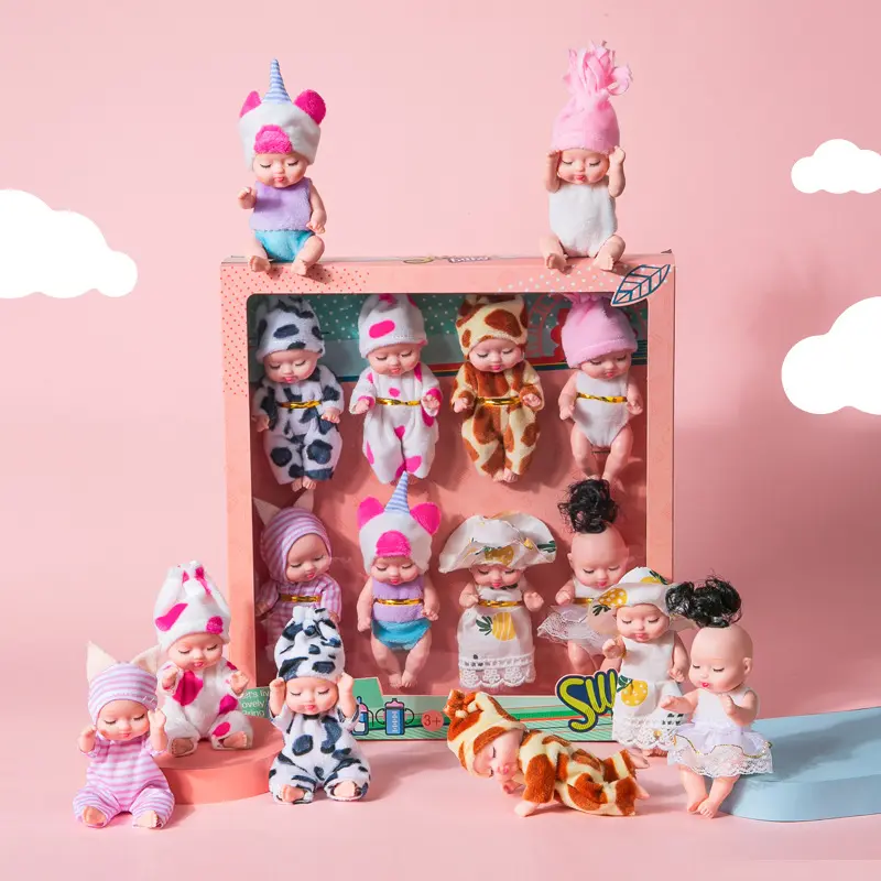 8 Pcs Mini Doll Playset, Mixed Different Styles Cute Dolls with Wearable Removable Clothes, Adorable delicate design, safe premium material. Perfect for dress up pretend play, great for daily entertainment, ideal for girls and kids over 3 years old