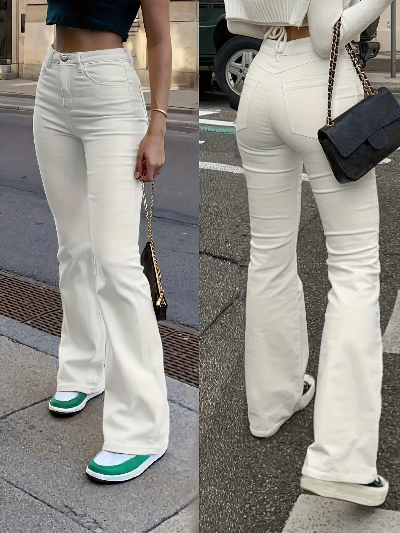 High Waist Flare Jeans for Women, Elastic Bootleg Pants, Y2K Streetwear Casual Vintage Fashion, Comfortable and Stylish Fit, Trouser, Flared Leg Jeans