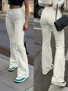 High Waist Flare Jeans for Women, Elastic Bootleg Pants, Trouser, Y2K Streetwear Street Casual Vintage Fashion, Comfortable and Stylish