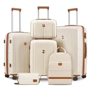 6-Piece Travel Luggage Set, PP Hardshell Lightweight Durable Suitcase with Backpack and Small Toiletry Bag, TSA Lock, Spinner Wheels