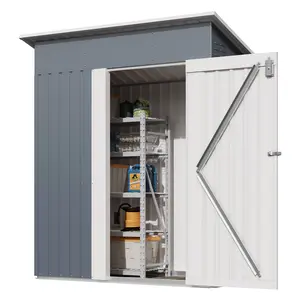 5x3 FT Weather-Resistant Metal Outdoor Storage Shed | Lockable Garden Tool Organizer with Doors & Vents | Gray Lawn Equipment & Bike Storage Unit