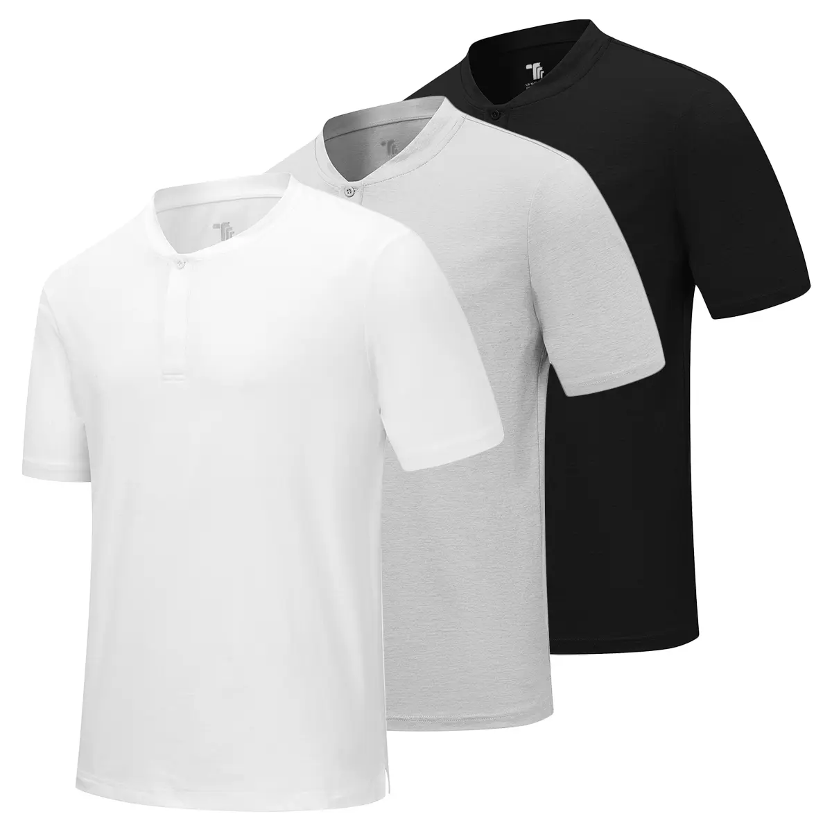 TBMPOY 1 to 3-Pack Men's Golf Shirts Collarless Henley Dry Fit Athletic Casual Performance Blade Lightweight Polo T Shirts fathersdaygift