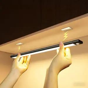 LED Motion Sensor Cabinet Light Strip, 3 Color Temperature Adjustable Wall Lamp, Rechargeable Wireless Magnetic Night Light for Hallway, Stairs, Closet, Adjustable Lights