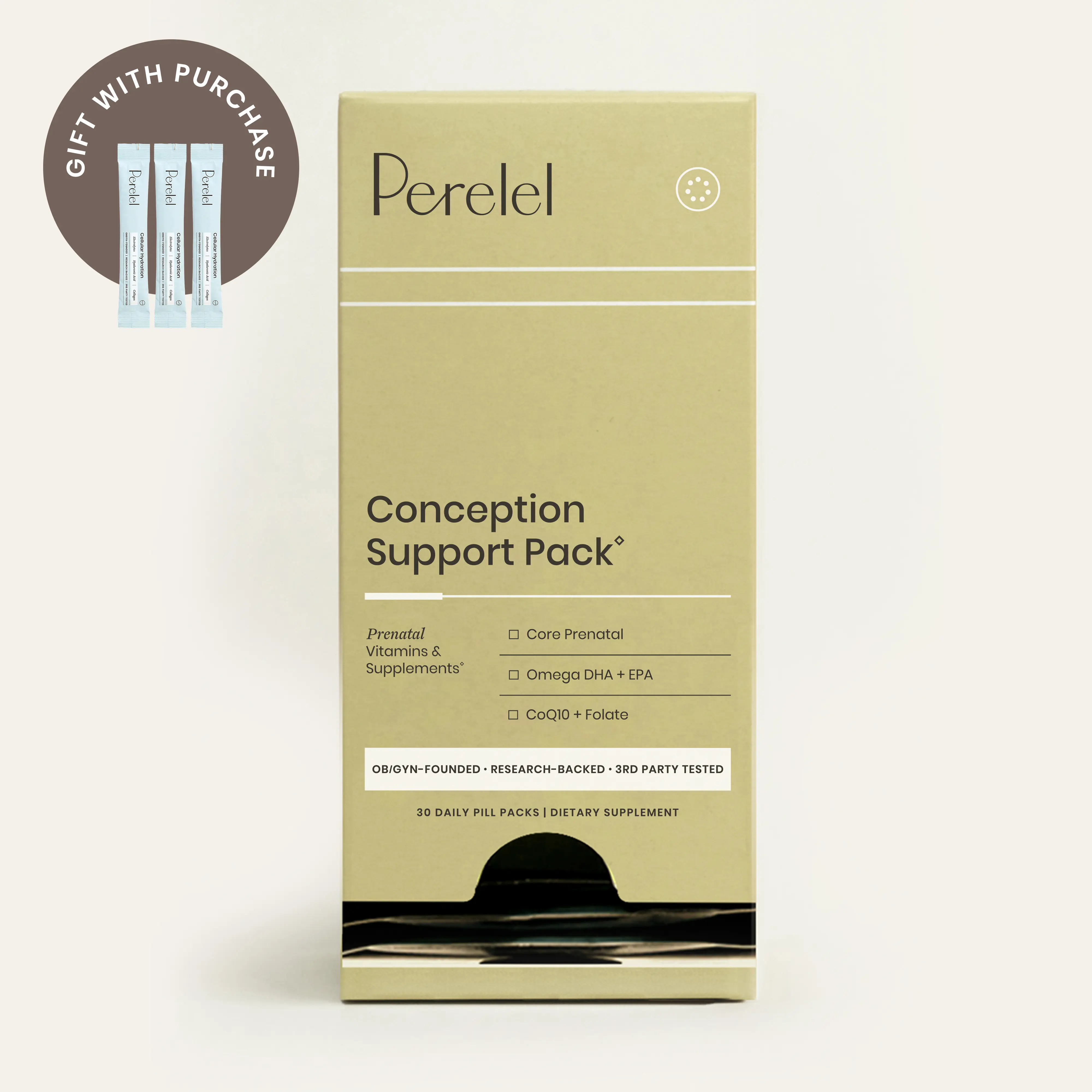 Perelel Conception Support Pack –  Gift with purchase – TTC Fertility Vitamins with CoQ10, Folate & DHA, No Nausea Formula –  Formulated by top fertility doctors – 30 Day Supply
