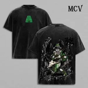 Toph Beifong Vintage Washed Graphic Tee Oversized Cotton Top | Men's Gym Pump Cover Earthbender ATLA Anime Streetwear Y2K Retro Shirt