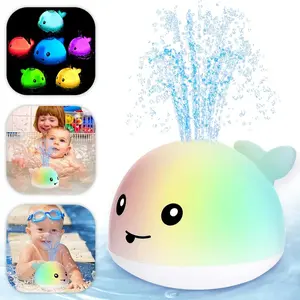 Whale Water Spray Toy, Bath Toys for Kids, Bath Time Fun, Light Up Pool Fountain Toy, Pool Toy Sprinkler, Christmas Birthday Gifts For Baby Toddler Kids, Electric Mini Whale Water Toy with Colorful Lights, Requires 3 Aaa Batteries Not Included