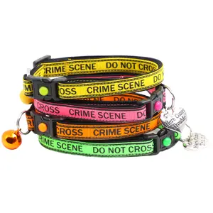 Crime Scene Do Not Cross Breakaway Safety Cat Collar by Pugs2Persians Police Trouble Maker