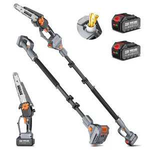 TaskStar 2-in-1 Cordless Pole Saw & 8" Mini Chainsaw with Brushless Motor Auto Lubrication Two 4.0 Ah Batteries & Charger Adjustable Head 15 Ft Max Reach for Tree Trimming Pruning #TikTokShopBacktoSchool - Wood Cutting Machine