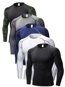 Men's Solid Compression Shirt, Long Sleeve Compression Tee, Tummy Control Shaper, Men's Shapewear Top for Daily Wear, Fitted Compression Shirts