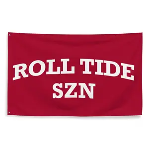 Roll Tide Szn Flag - Red Banners with White Text, Ideal for Print and Wall Decoration