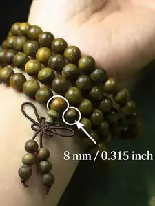 Sandalwood Old Material 8mm Three-Layer Bracelet, Unisex Sandalwood Buddhist Beads, Fashion Chinese Style Necklace