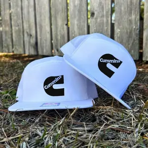 Cummins embroidered Camo Khaki Brown Black Unisex 7 Panel Flatbill Snapback Hat Classic Embroidered Design Comfortable Fit