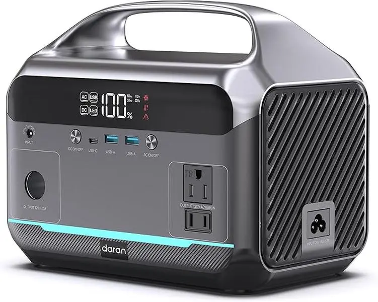 90,000mAh Portable Power Station,  288Wh LiFePO4 Backup Battery with 2× 110V 600W Pure Sine Wave AC Outlets (1200W Peak), Solar Generator for Home Backup Power