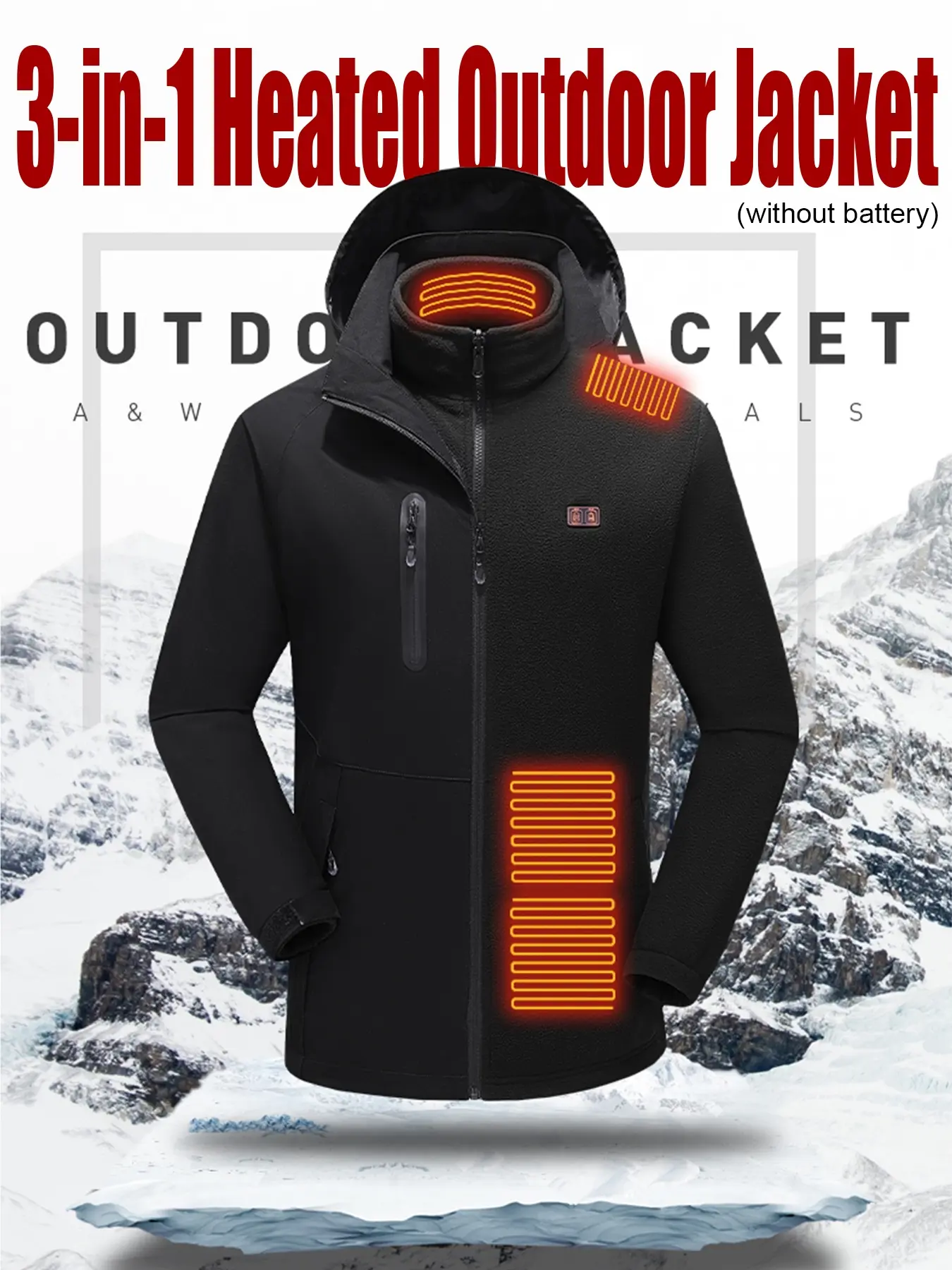 Men's Fall Winter Heating Jacket, Windproof Waterproof Warm Outdoor Coat, Smart Heating Design, Suitable for Skiing Hiking Camping, Waterproof Windproof Outerwear