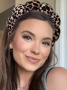 Women's Leopard Print Plush Wide Hairband, Puffy Sponge Headwrap, Anti-Slip Makeup Washing Band, Vintage Fashion Accessory, Headband