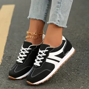 Women's Casual Fashion Sneakers - Red Solid Color Low Top Lace-up Shoes with Round Toe, Fabric Upper & Lining, Rubber Sole - Hand Washable All-Season Footwear