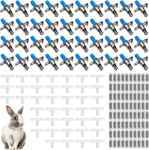 Automatic Rabbit Watering Kit Include 40 Nipple Drinker Feeders, Rabbit Watering System Waterer for Small Animals