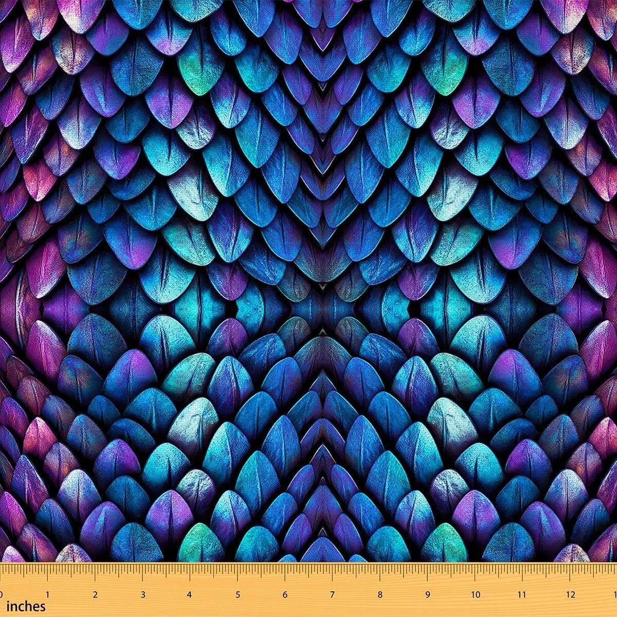 Mermaid Fabric,Fantasy Scales Upholstery Fabric,3D Dragon Skin Decorative Fabric,Underwater World Indoor Outdoor Fabric,DIY Craft Patchwork