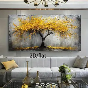 1pc Framed Modern Canvas Poster - Vibrant Yellow Tree Canvas Painting for Bedroom and Living Room Decor, Living Room Art | Vivid Tree Art | Wall Painting Decoration