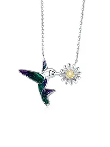S925 Silver Color Hummingbird Necklace Pendant, Elegant Jewelry for Nature Lovers, Unique Gift for Special Occasions