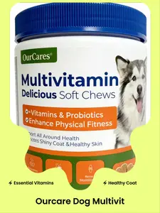 OURCARES 2nd Generation Dog Multivitamin Chews - Pet Health Supplements with Vitamins, Probiotics, Boosts Physical Fitness, Supports Comprehensive Dog Wellbeing