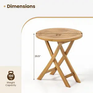 COSTWAY - Patio Teak Wood Dining Table with Slatted Tabletop and Sturdy X-Shaped Frame