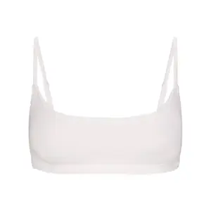 LIGHTWEIGHT COTTON LOGO PICOT SCOOP BRALETTE | SNOW