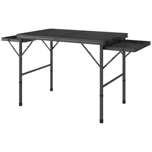 Folding Camping Table 4.5ft Portable with 2 Wing Panels Adjustable Height Metal Picnic Table for Outdoor Adventures Durable Easy to Clean Compact and Portable for Camping Barbecues Fishing Bonfires