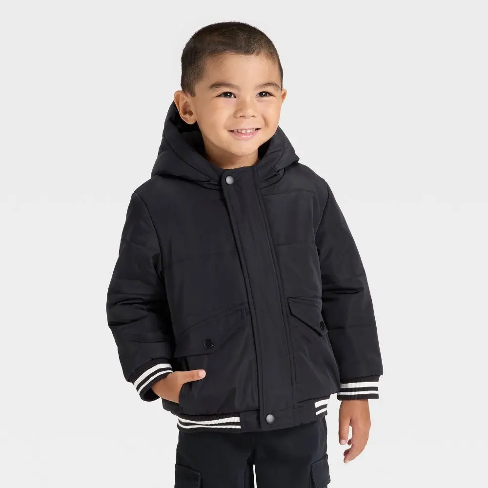 Toddler Boys' Varsity Striped Heavyweight Puffer Jacket - Cat & Jack, Toddler Clothes, Machine Wash Tumble Dry